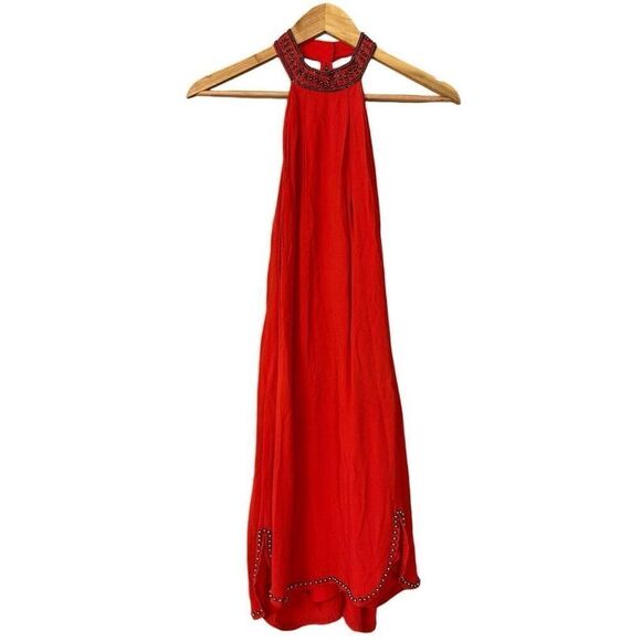 NBD Lourdes Red Beaded Strappy Open-Back Dress Medium NEW - Picture 1 of 12